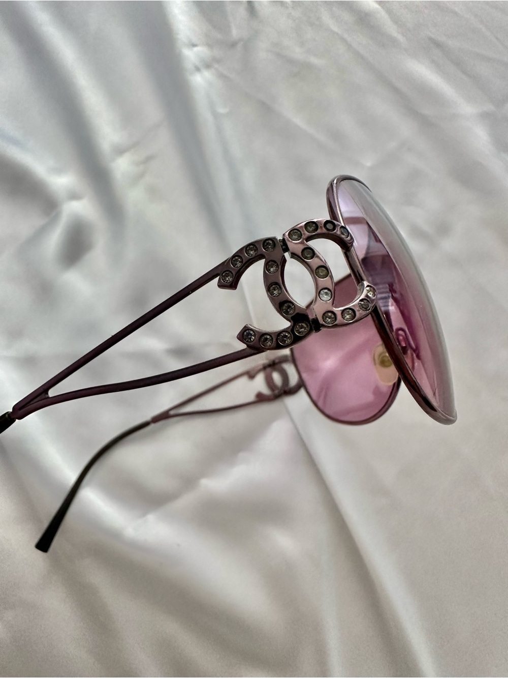 CHANEL Pink Purple Rhinestone  CC Logo Sunglasses - Picture 14 of 15
